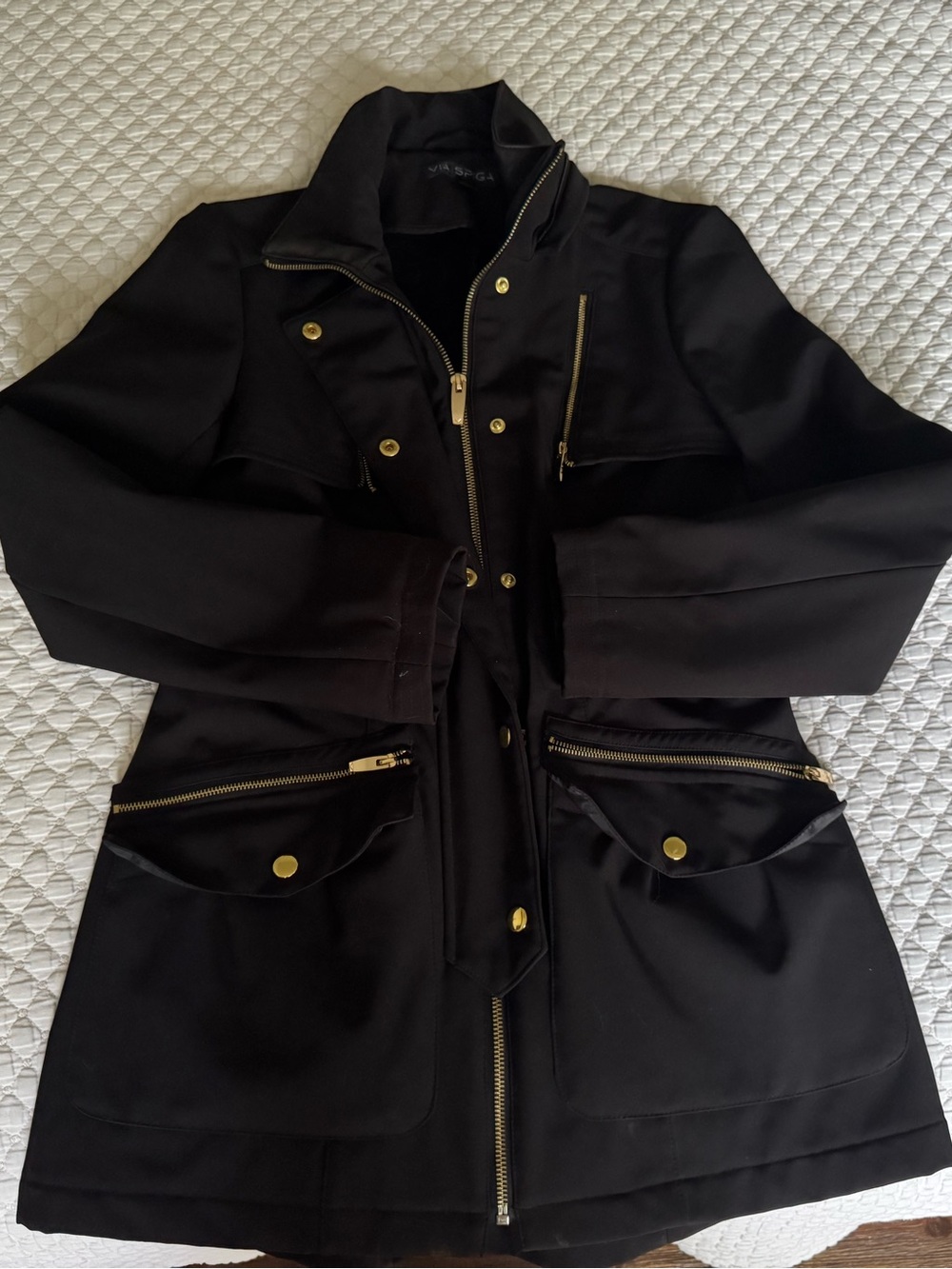 Via Spiga Zip-Front Utility Coat with Gold Hardware